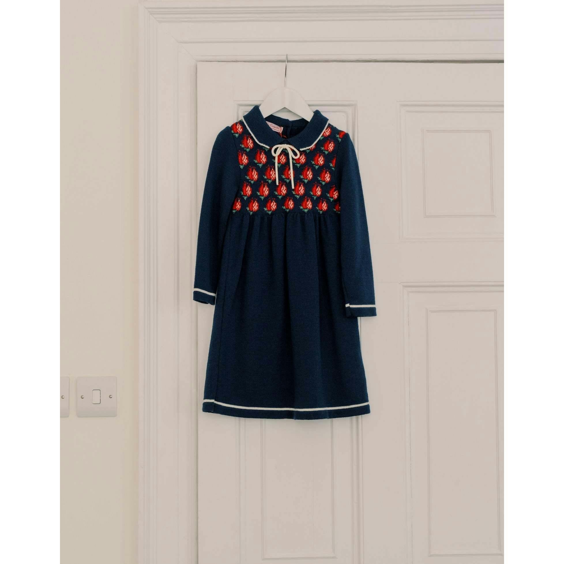 Navy Pomegranate Merino Girl Knitted Dress