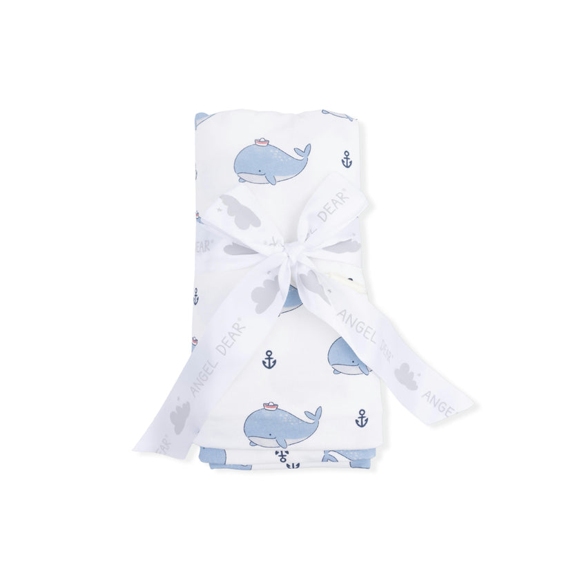 Bubbly Sailor Whales Blue - Swaddle Blanket