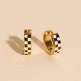 Checkered Chunky Huggie Hoop Earrings