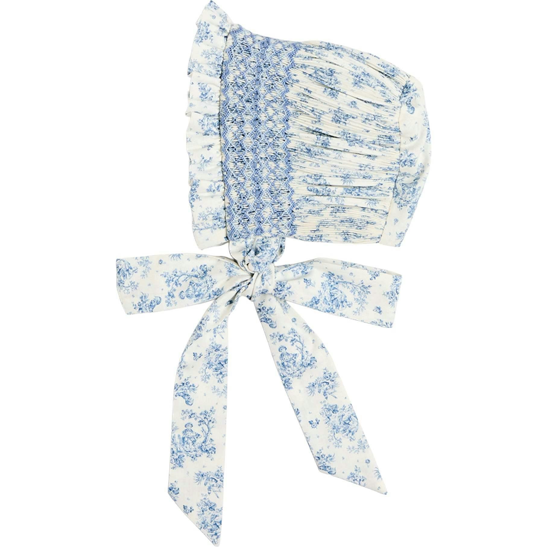 Audrey Toile Hand Smocked Bonnet in Blue (XS-L)