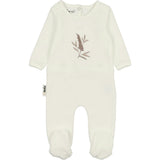 Floral Embroidered Round Neck Long Sleeve Footie
