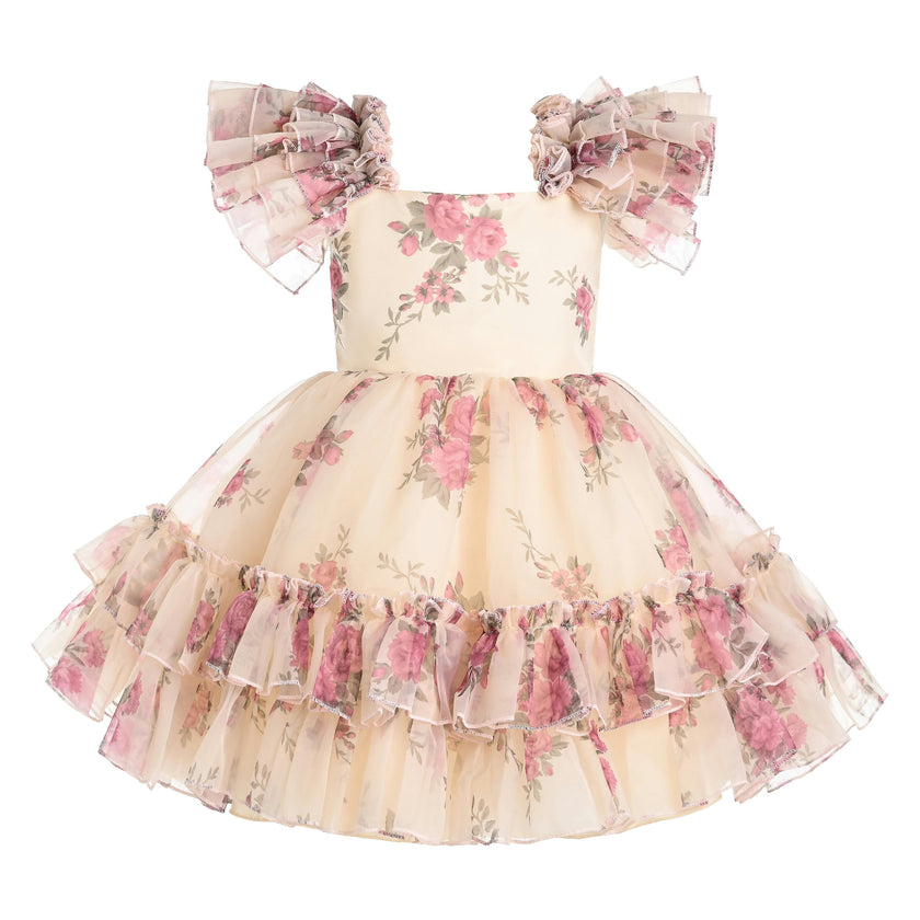 Cream Rosavine Floral Tulle Dress