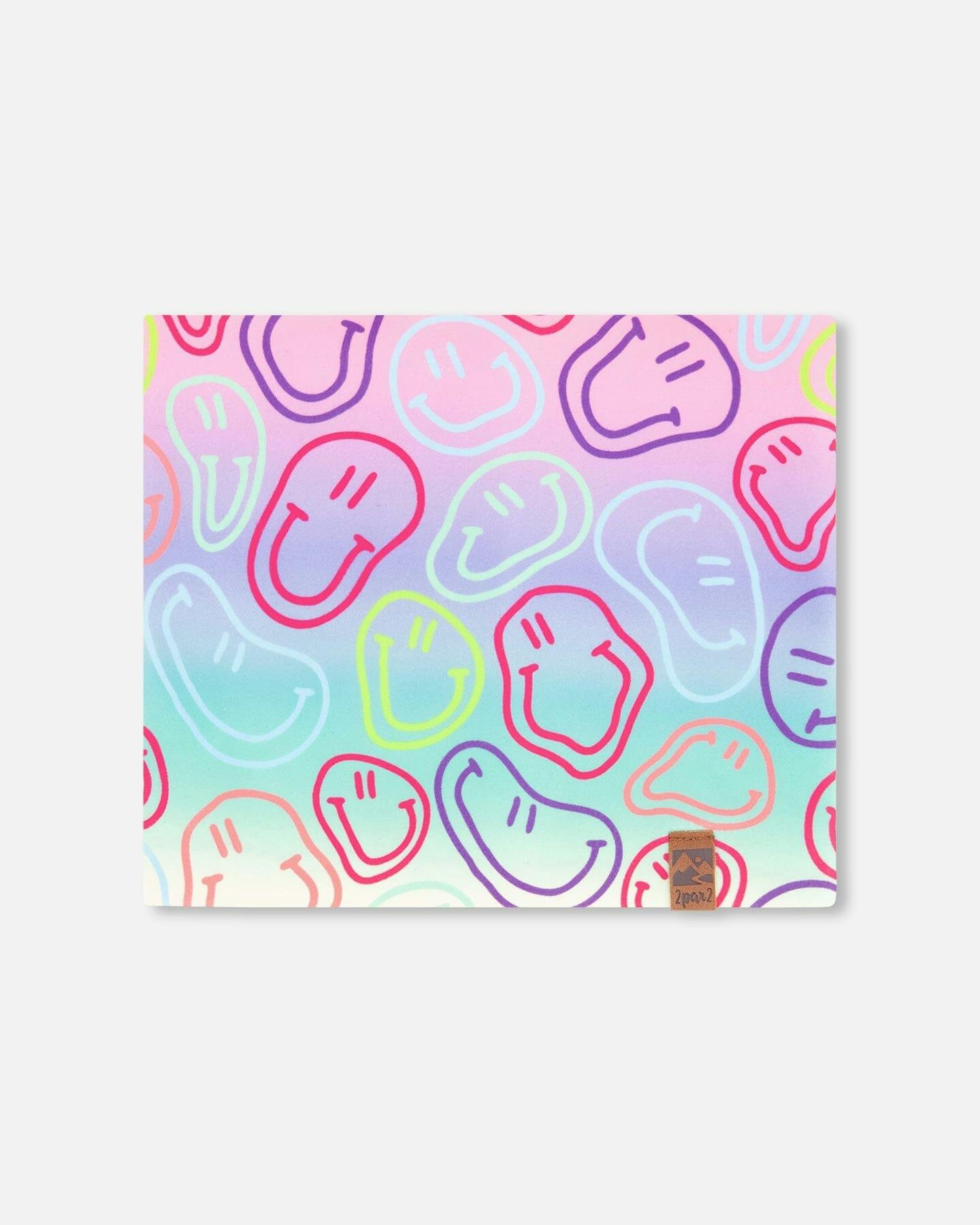 Stretch Jersey Neck Tube Multicolored Printed Smileys