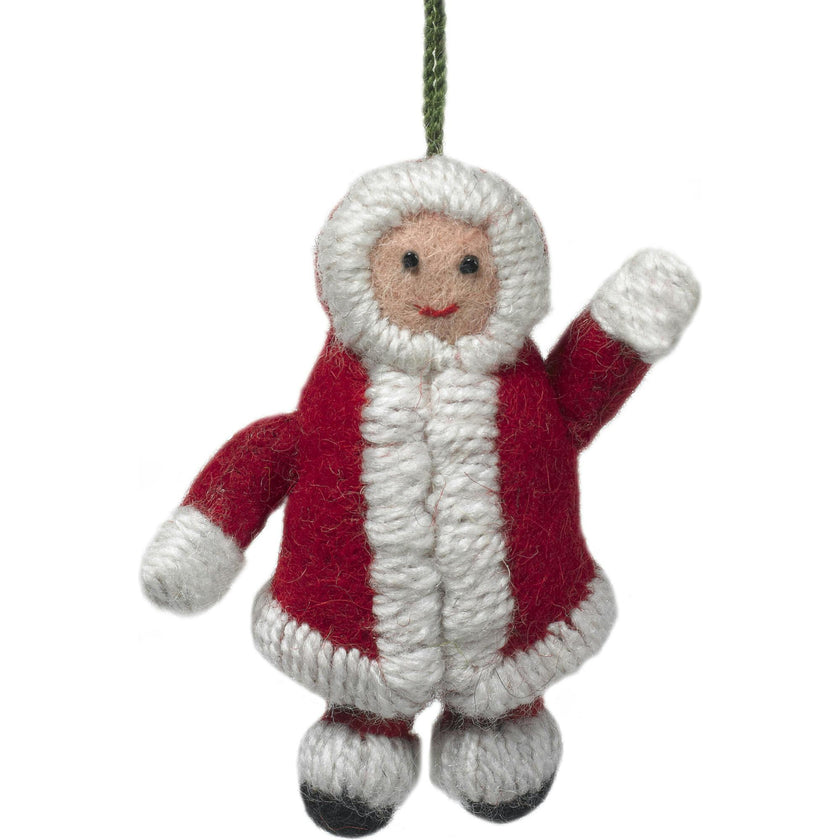 Handmade Felt Snowsuit Gal Christmas Ornament - Red
