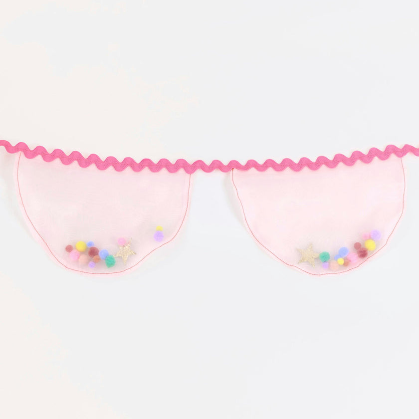 Pink Organza Pompom Garland