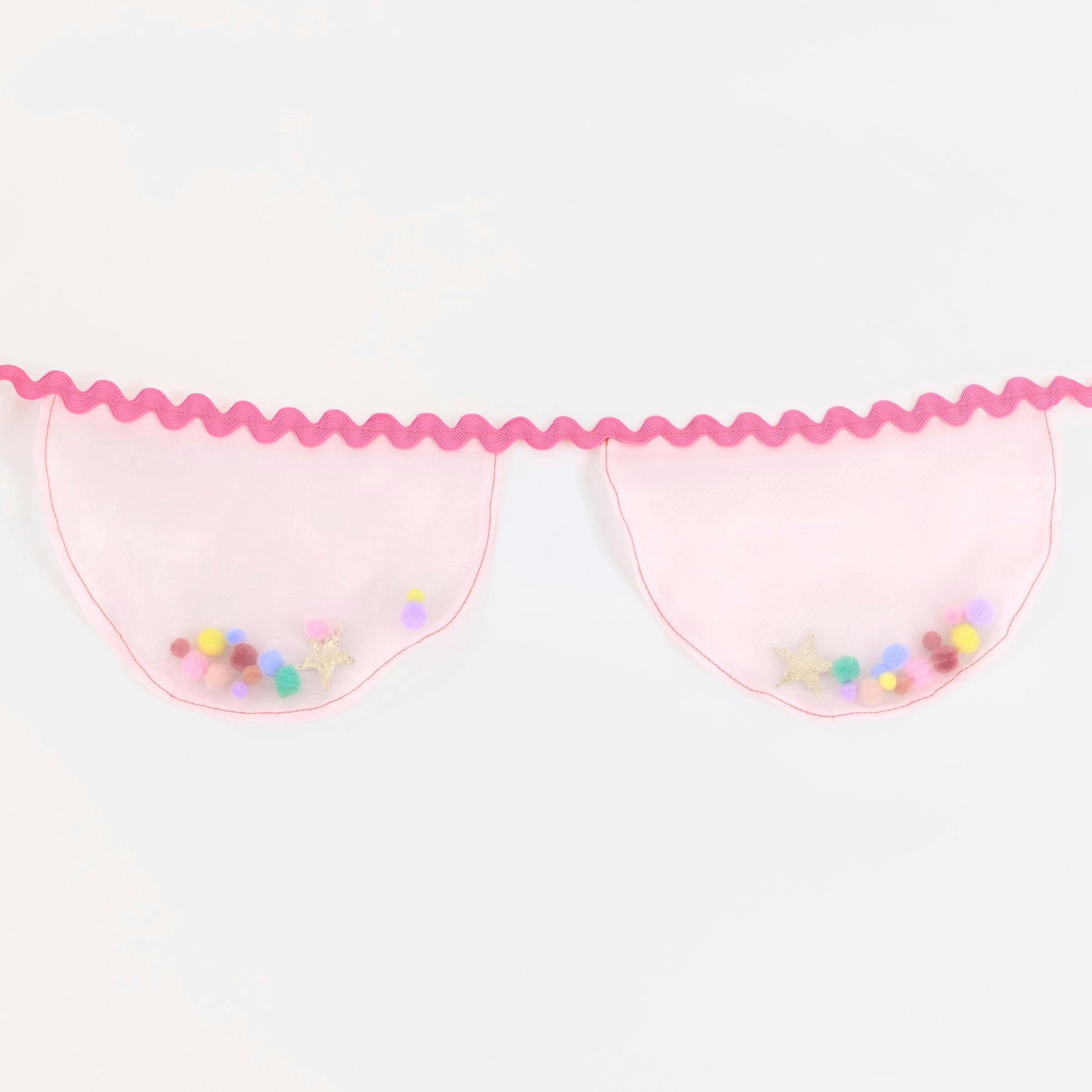 Pink Organza Pompom Garland