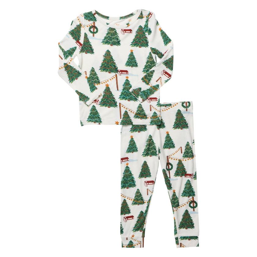 Kids Bamboo PJ Set - Christmas Tree Farm