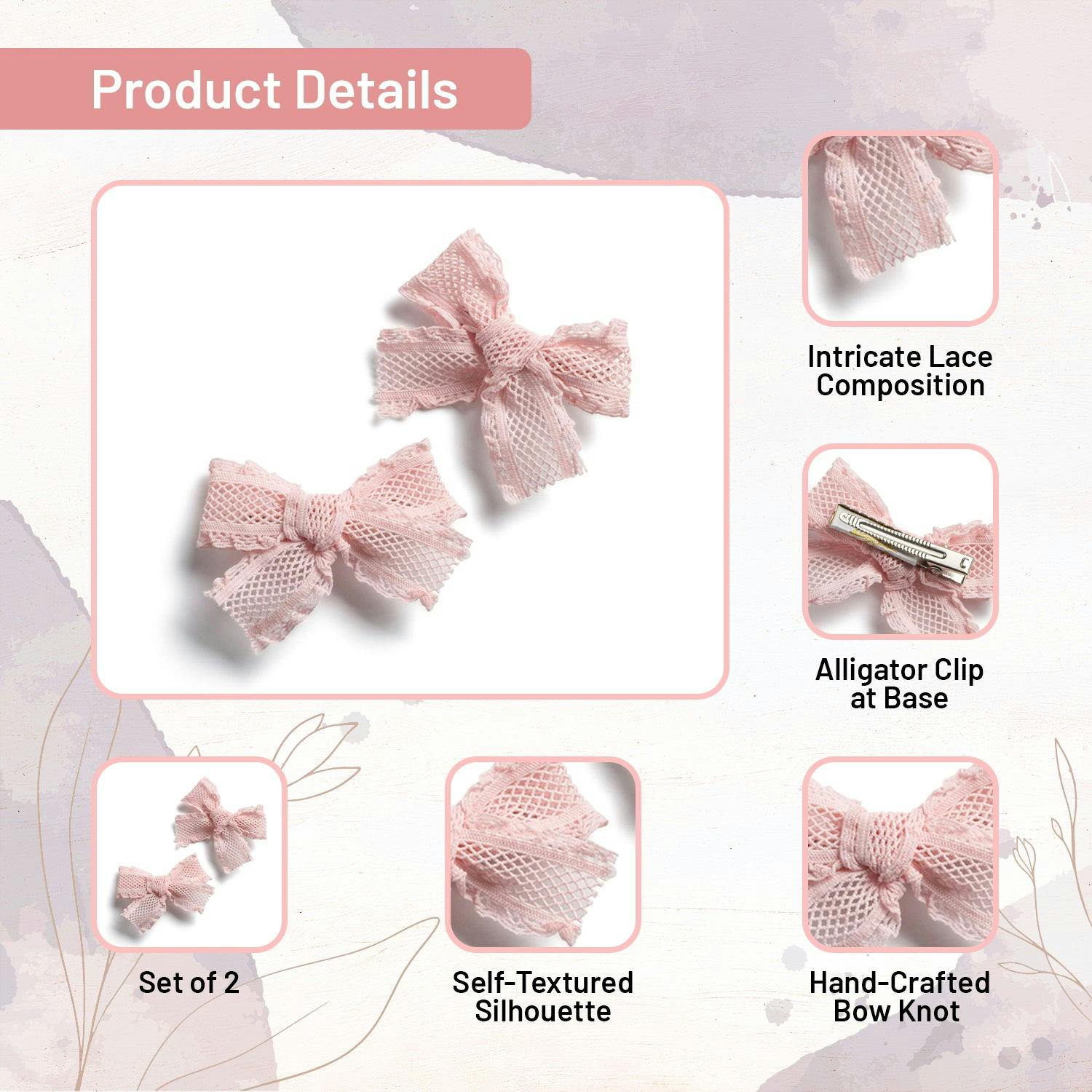 Halo Luxe Mae Lattice Lace Double Clip Set - Ballet Slipper