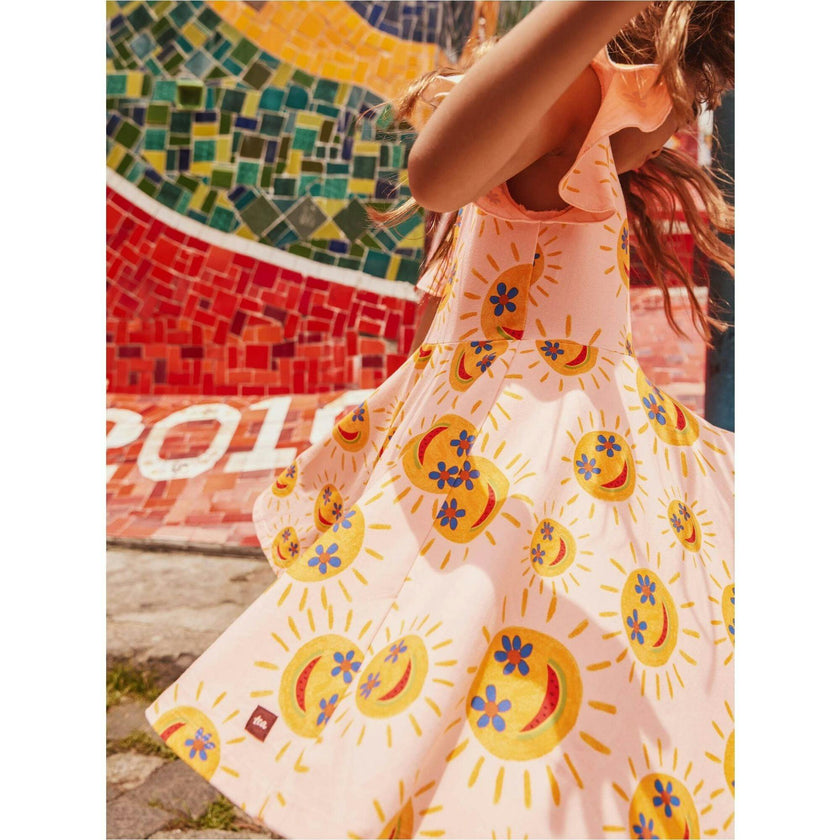 Flutter Sleeve Twirl Dress, Multi
