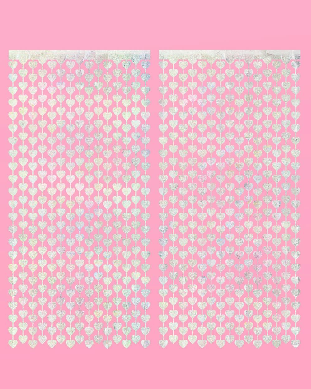 Shimmer Heart Curtain - iridescent foil curtain
