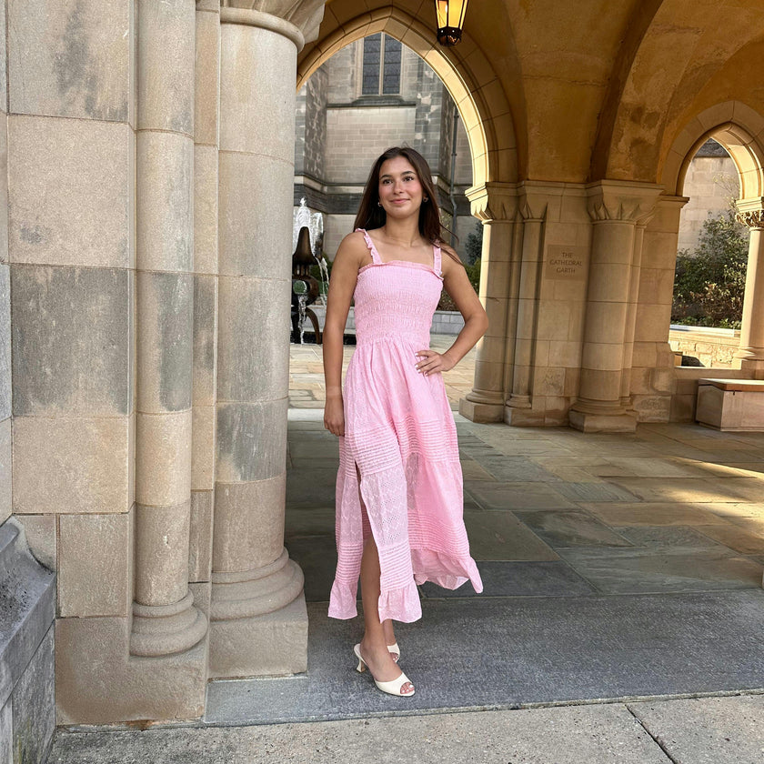 Pink Long Ruffle Dress