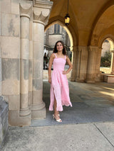 Pink Long Ruffle Dress
