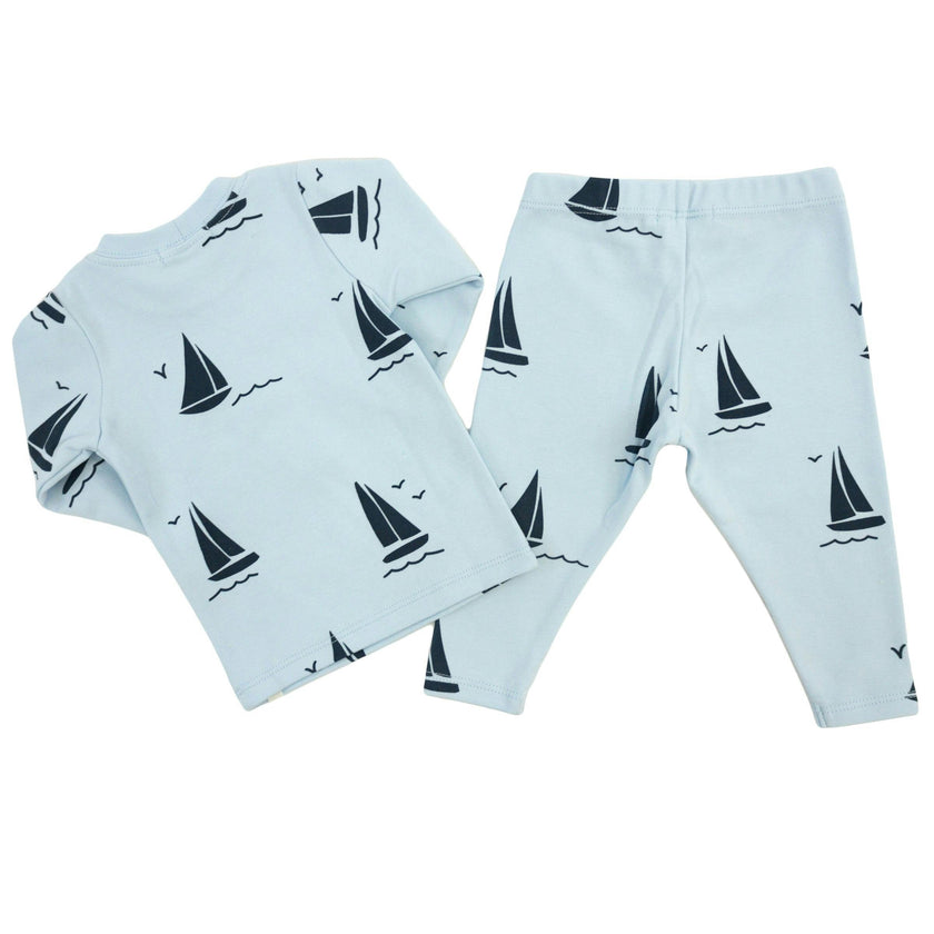 Denim Sailboat Print Two Piece Set