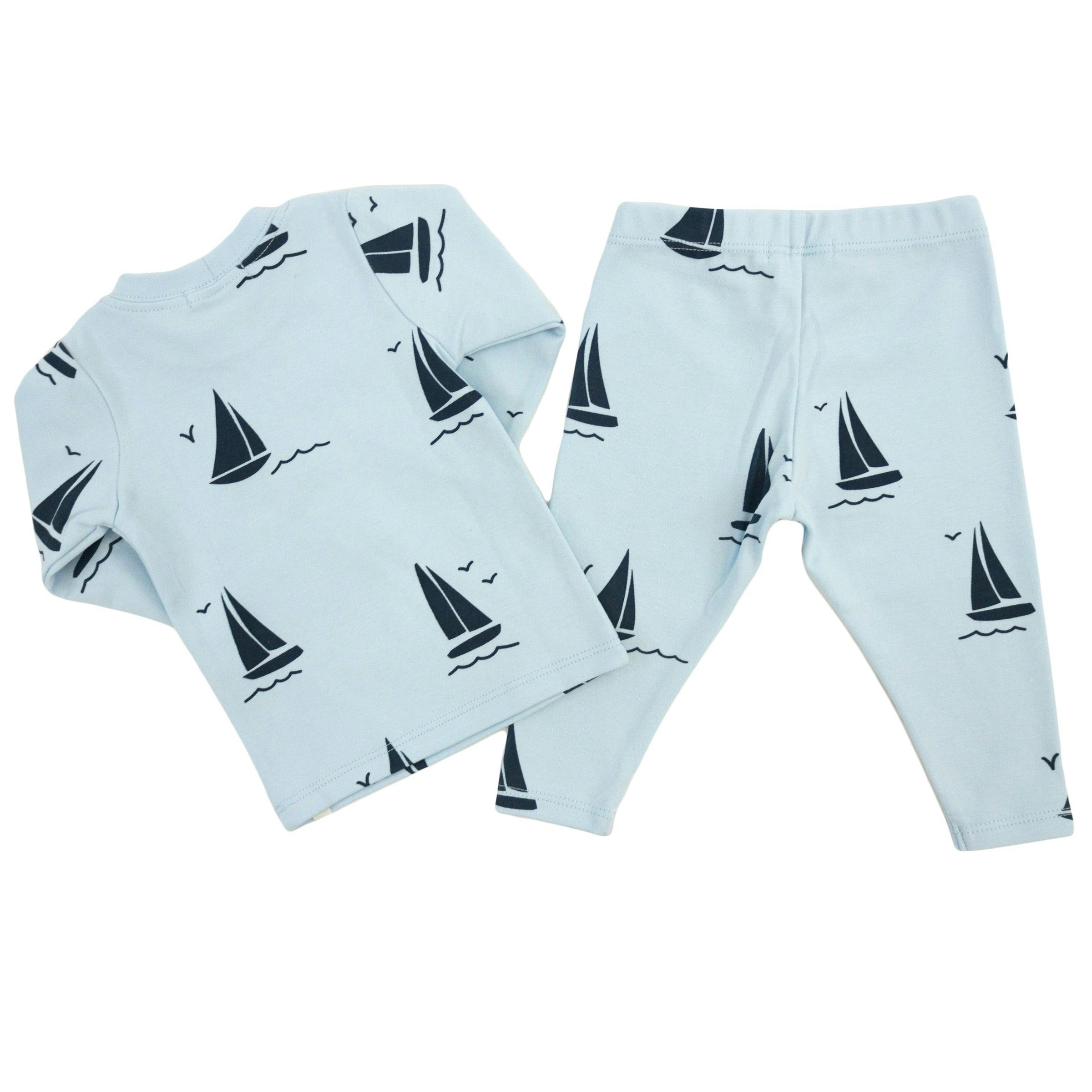 Denim Sailboat Print Two Piece Set