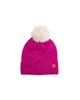 Knit Pom Hat in Hot Pink