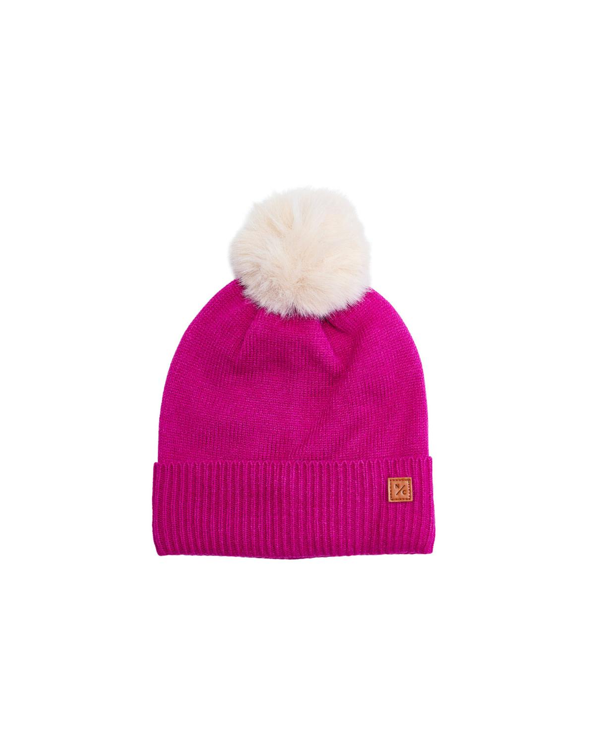 Knit Pom Hat in Hot Pink