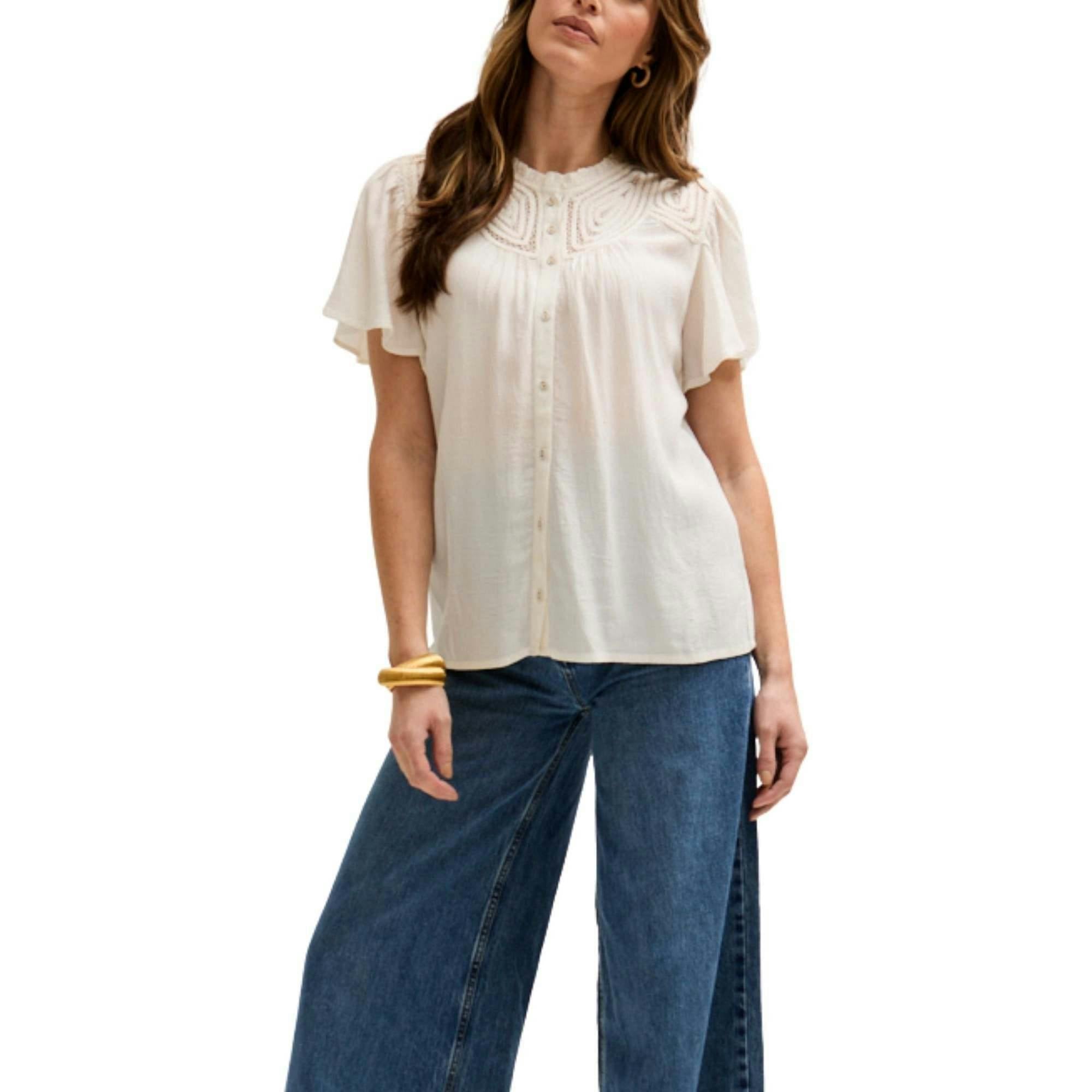 Kew Lace Insert Angel Sleeve Shirt