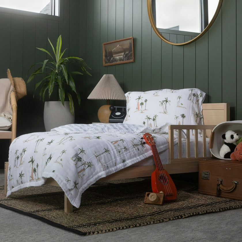 Cotton Muslin Toddler Bedding 3 Piece Set - Palm Paradise