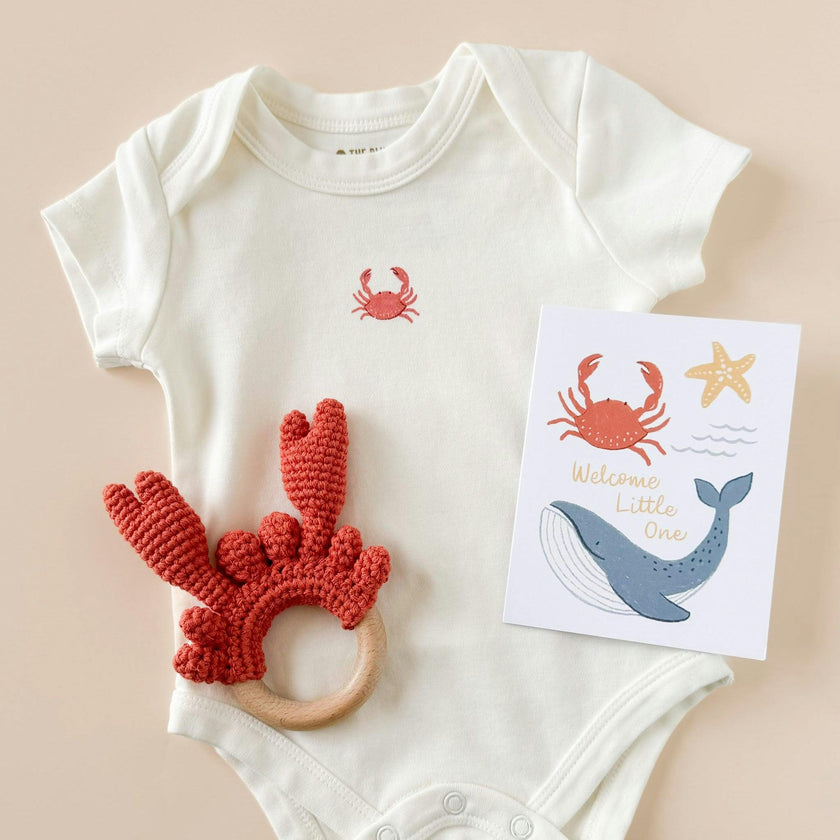 Onesie Teether and Card Gift Set - Crab