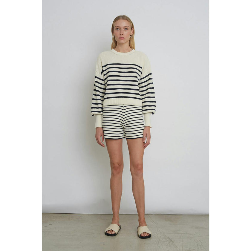 LEA STRIPE SHORT | IVORY + NAVY