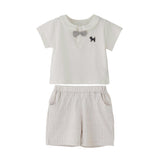 White Dog Bow Set