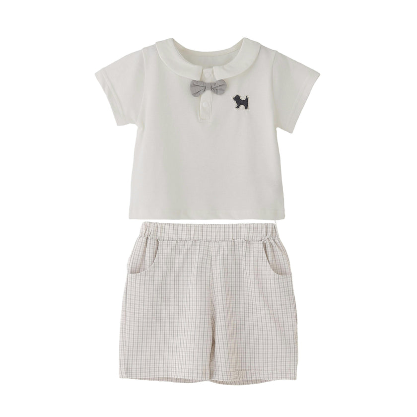 White Dog Bow Set
