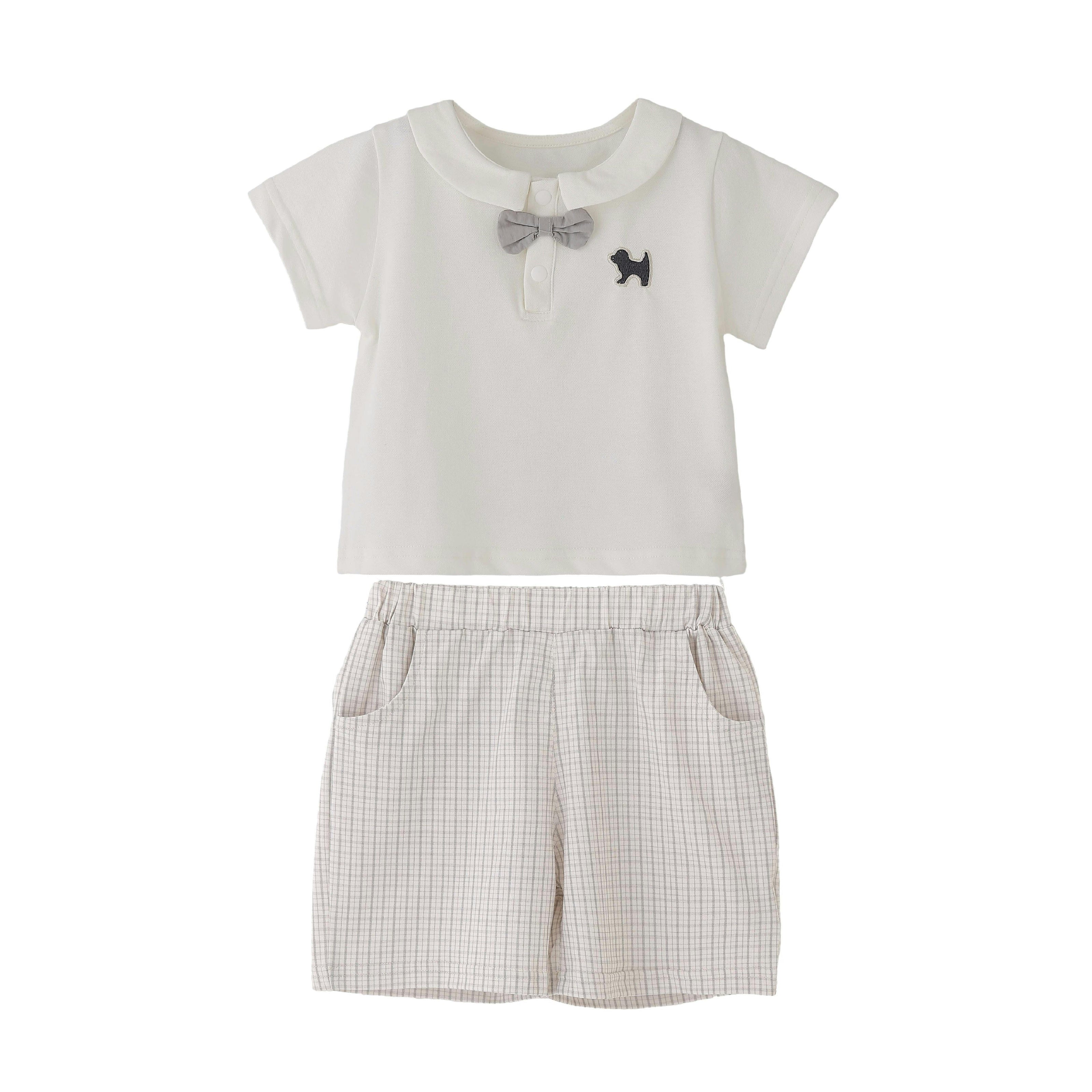 White Dog Bow Set