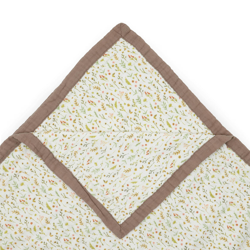 Organic Cotton Muslin Quilted Throw - Floral Field