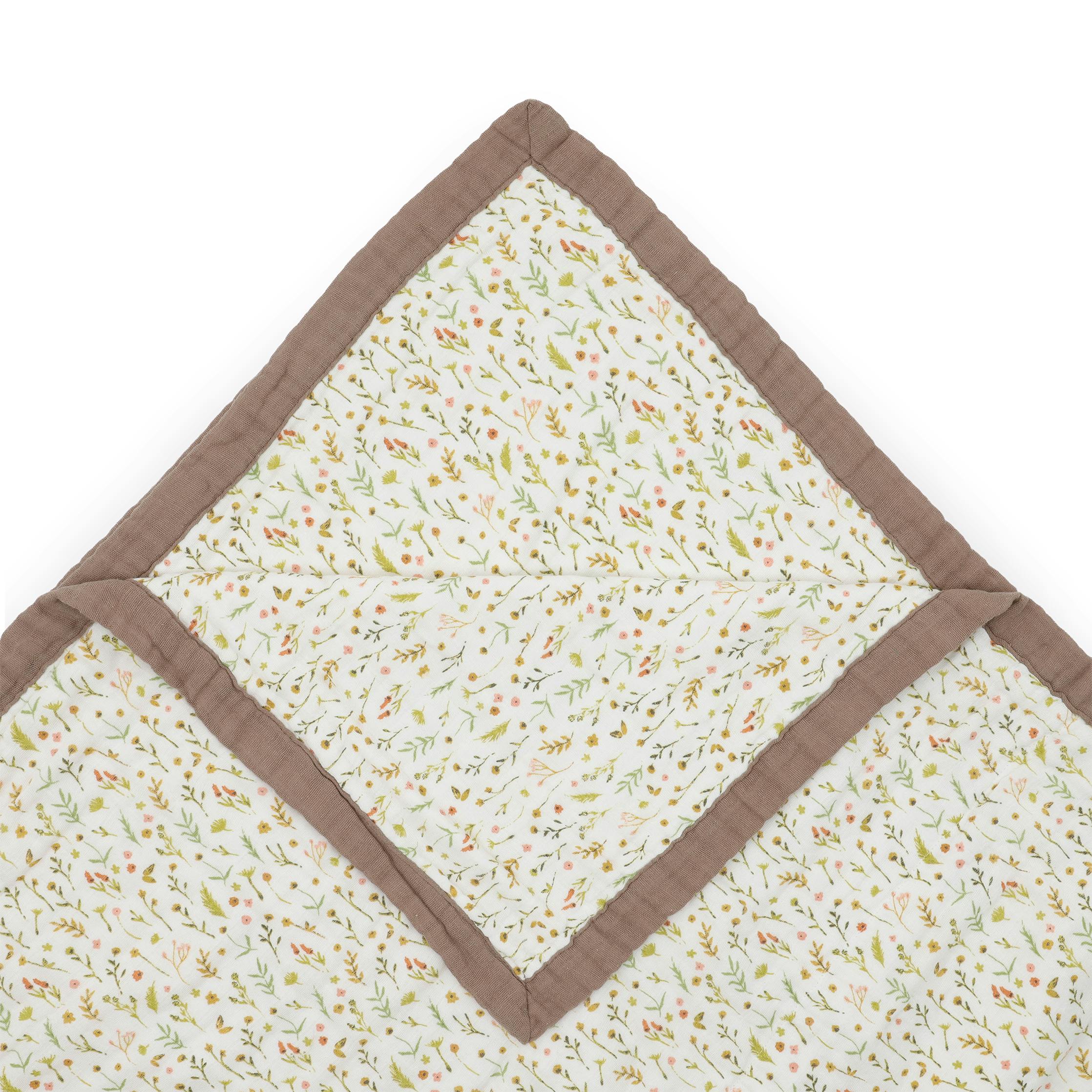 Organic Cotton Muslin Quilted Throw - Floral Field