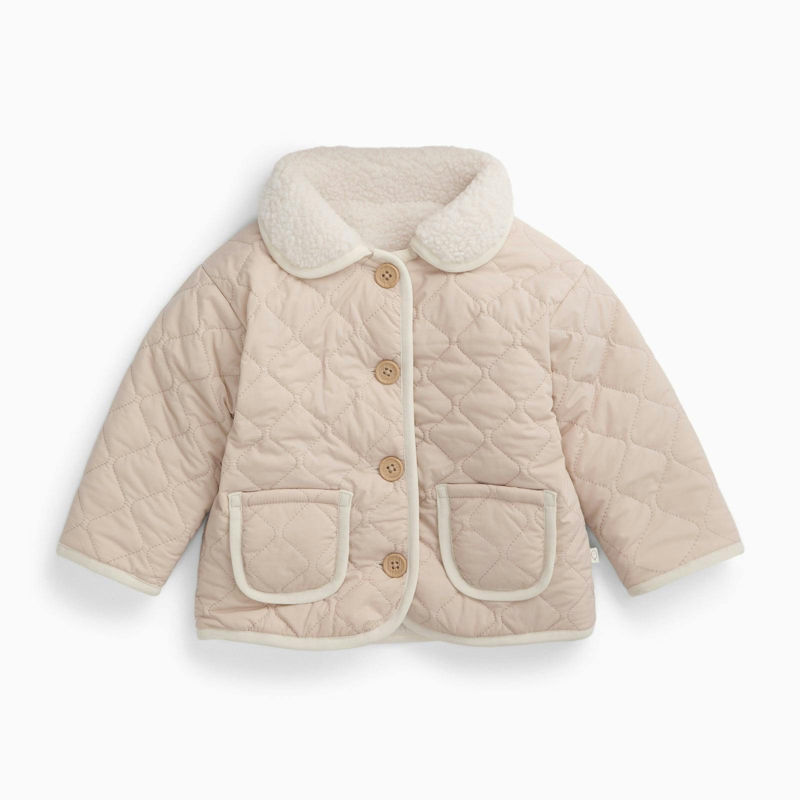 Reversible Recycled Borg Jacket - Taupe & Ecru