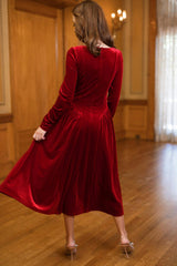 Vera June Dress in Poinsettia Velvet