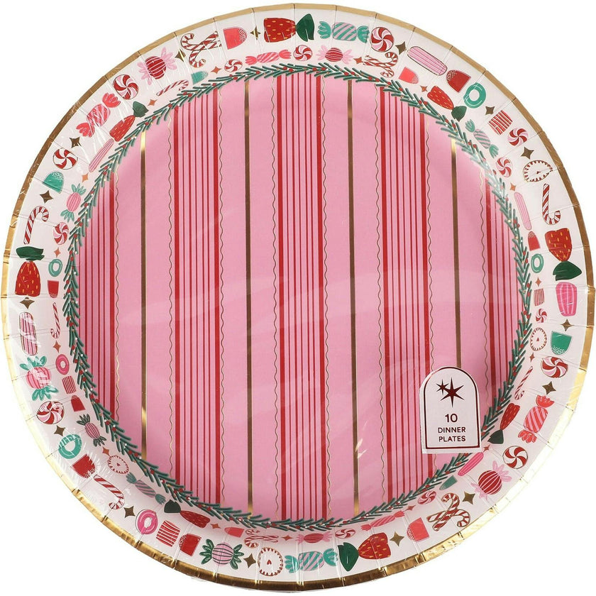 Peppermint Party Christmas Dinner Plates (10 count)