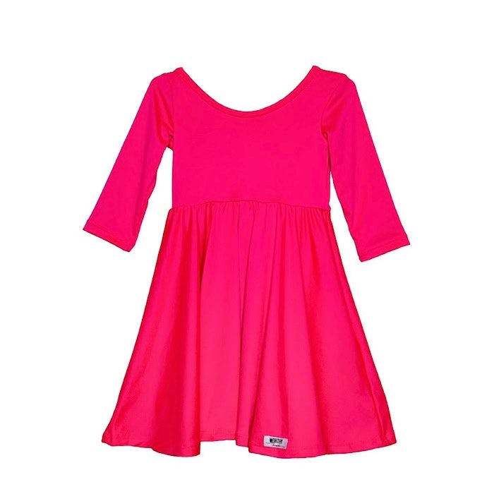 Twirly Dress in Neon Pink