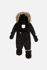 Baby Original One Piece Puffy Snowsuit With Removable Mittens And Boots Black