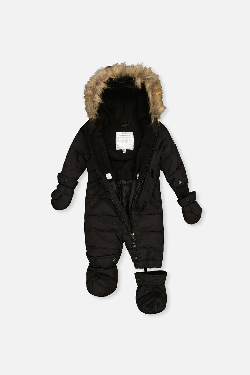 Baby Original One Piece Puffy Snowsuit With Removable Mittens And Boots Black