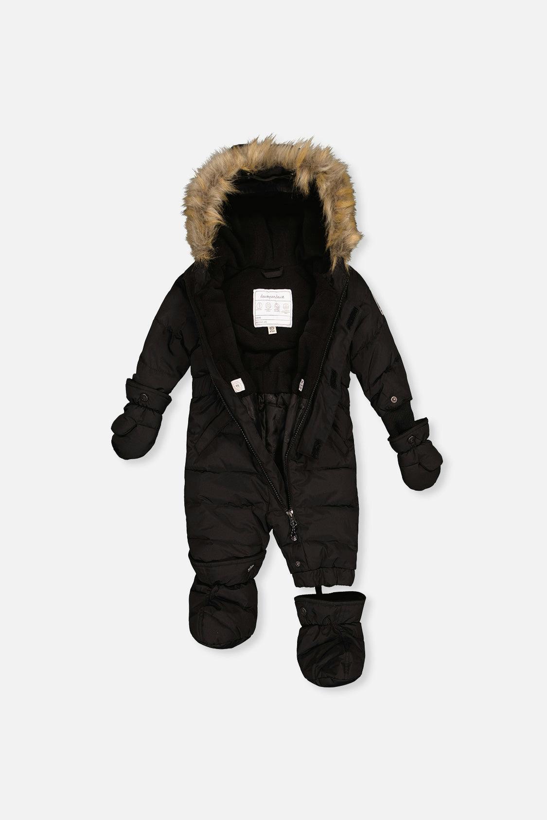 Baby Original One Piece Puffy Snowsuit With Removable Mittens And Boots Black
