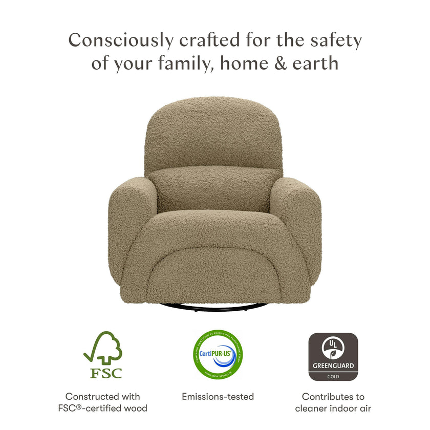 Babyletto Rainbow Recliner and Swivel Glider in Teddy Loop