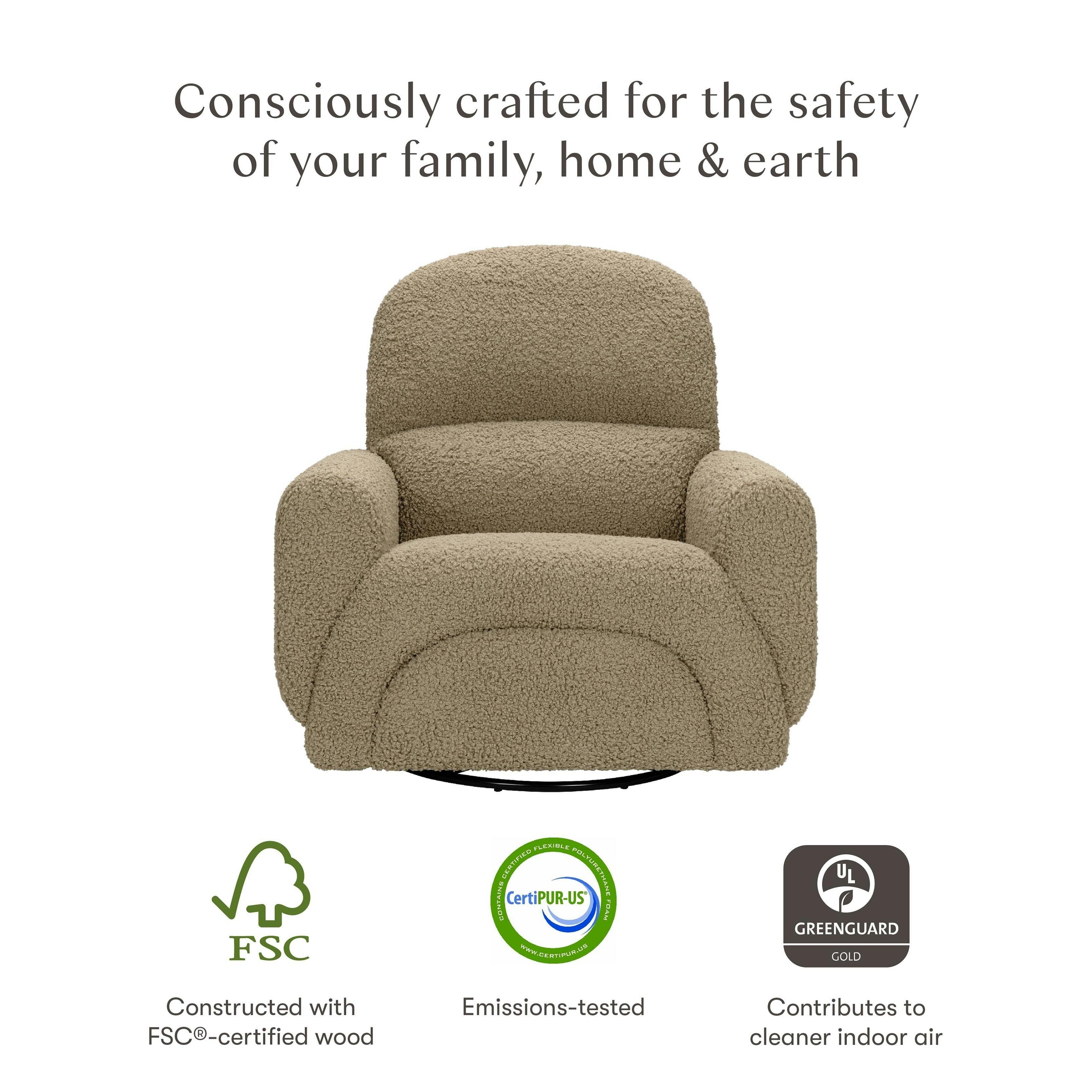 Babyletto Rainbow Recliner and Swivel Glider in Teddy Loop