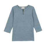 Soft Ribbed 3-Quarter Sleeve Zipped Henley Shirt