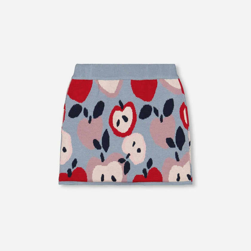 Knit Skirt with Apple Heart Jacquard
