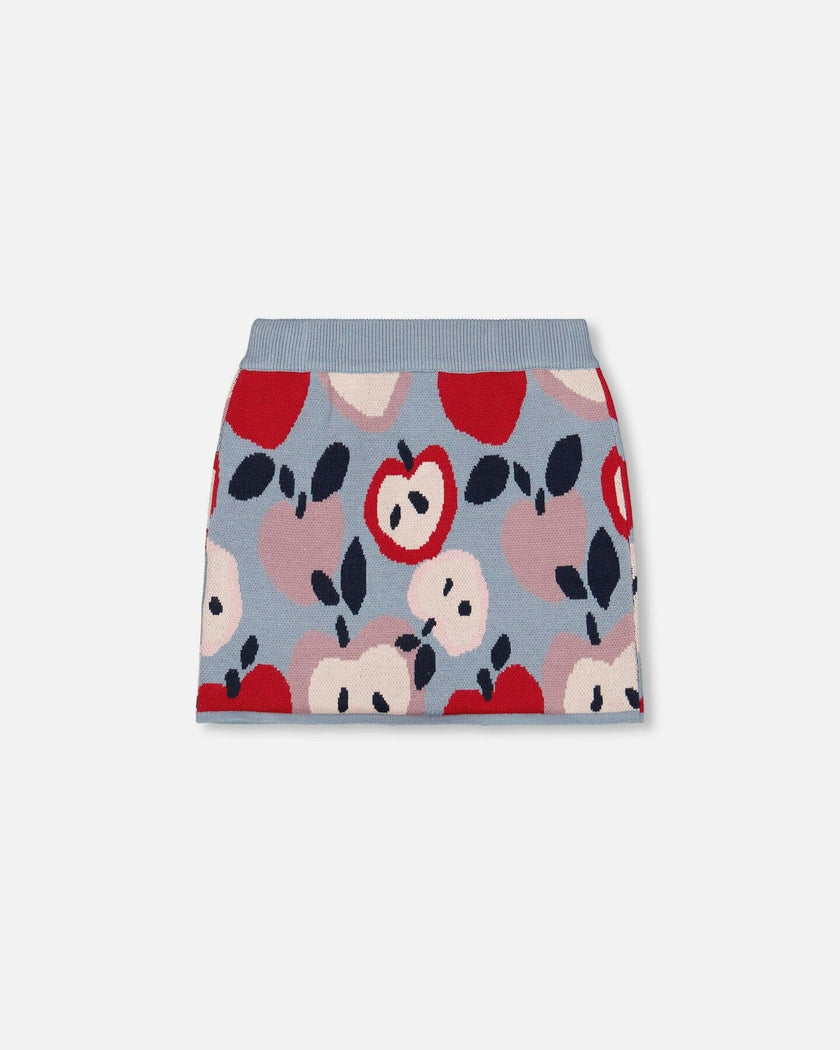 Knit Skirt with Apple Heart Jacquard