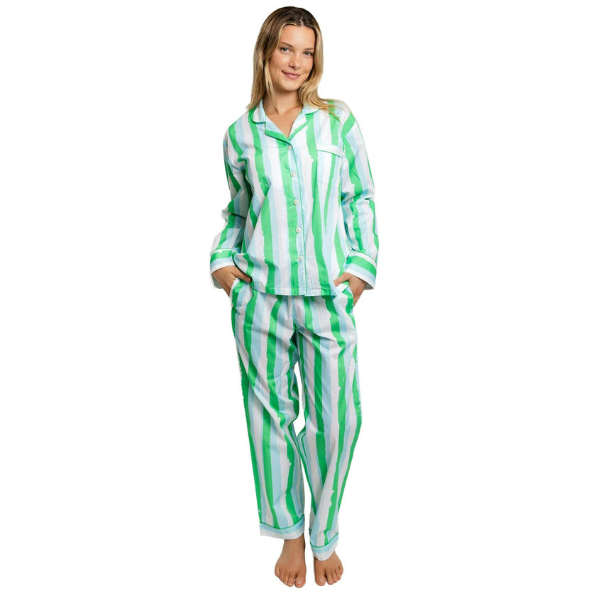 Women's Drawbertson Wild Stripes Long PJ Set - Organic Cotton Poplin