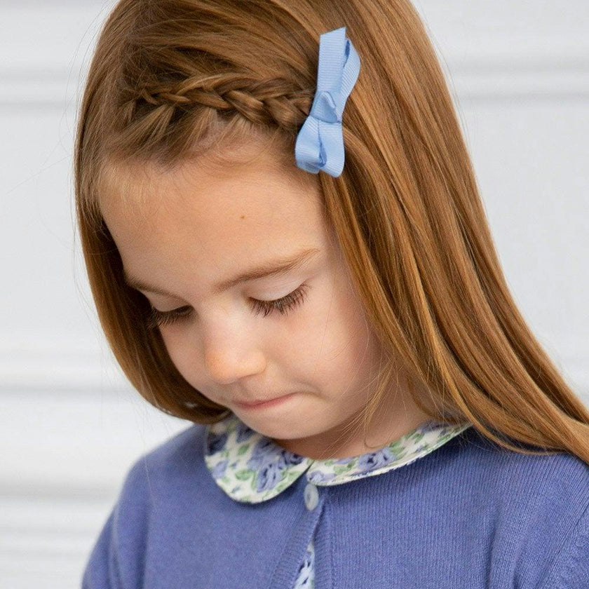 Small Bow Hair Clip in French Blue