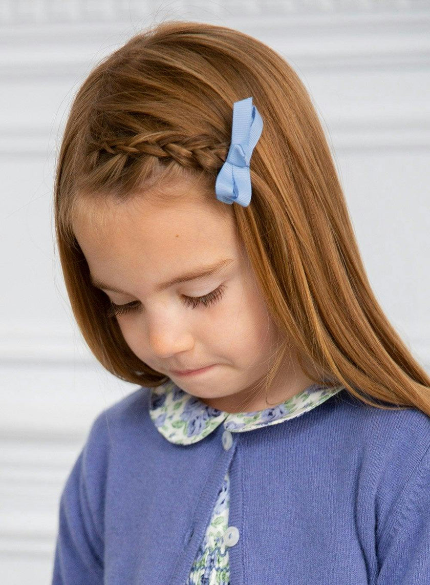 Small Bow Hair Clip in French Blue