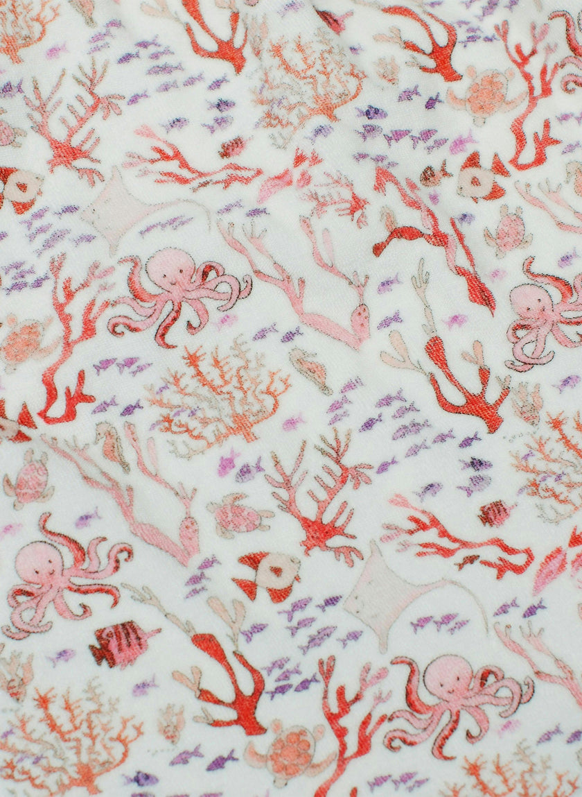 Organic Children’s Bathrobe – Rosy Coral Reef
