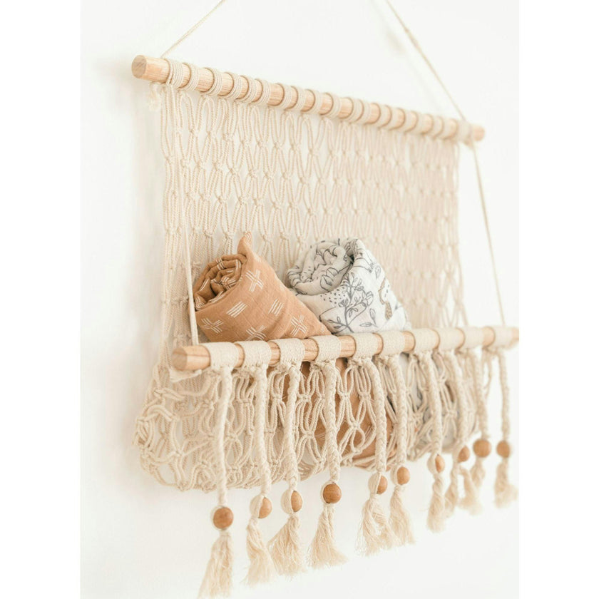 Willow Hanging Macrame Basket Storage