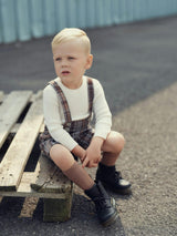 Novelty Plaid High Shoulder Strap Short Overalls