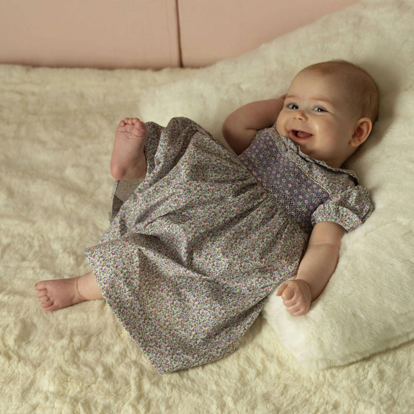 Lavender Frill Collar Smocked Dress & Bloomers