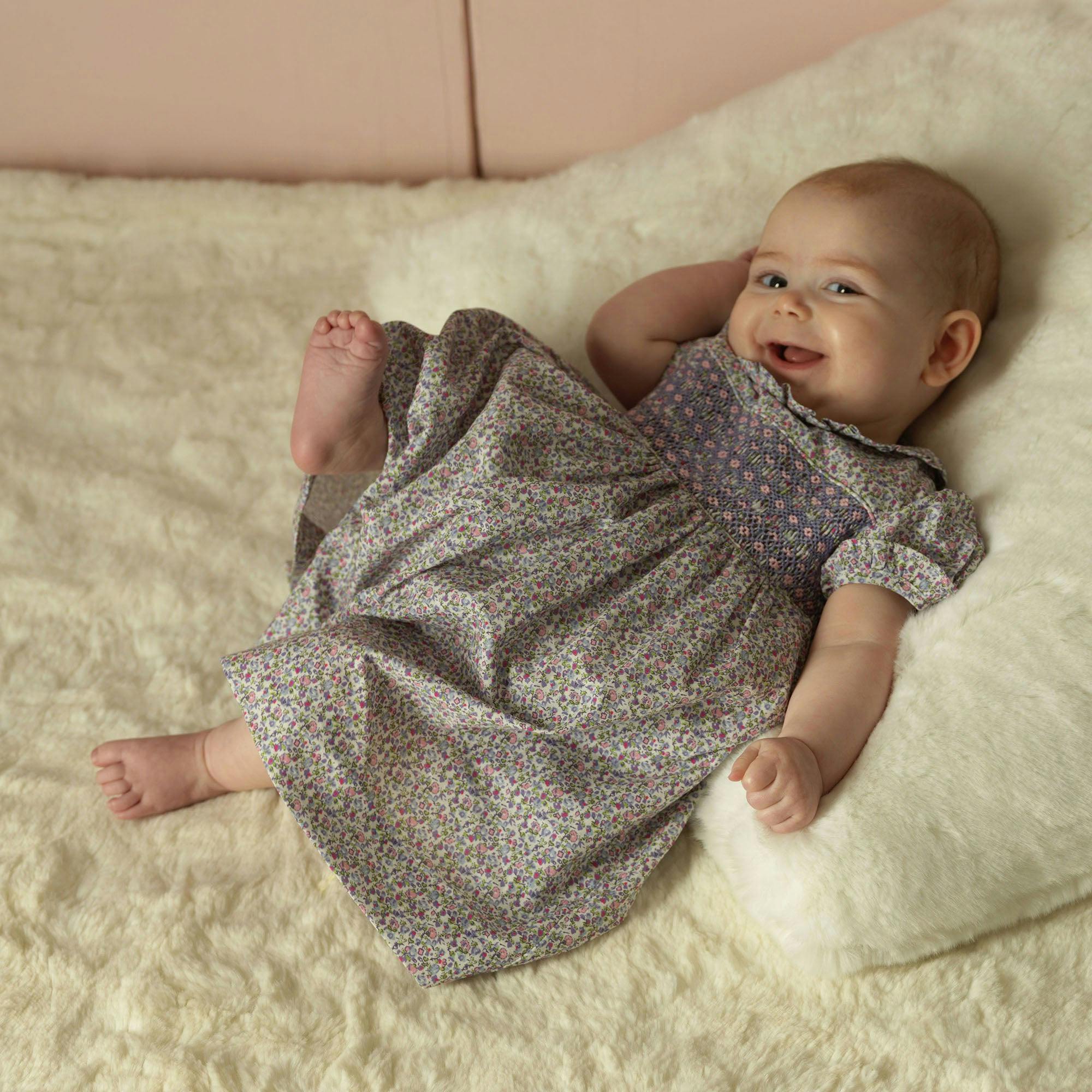 Lavender Frill Collar Smocked Dress & Bloomers
