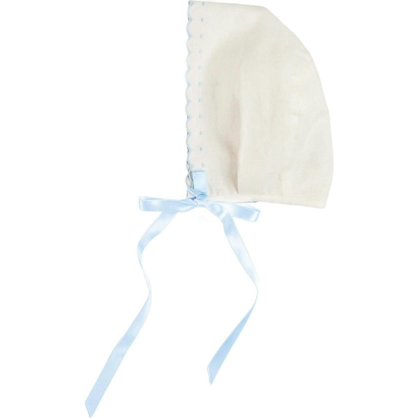 Scallop Edge Embroidered Bonnet in Blue (S-L)